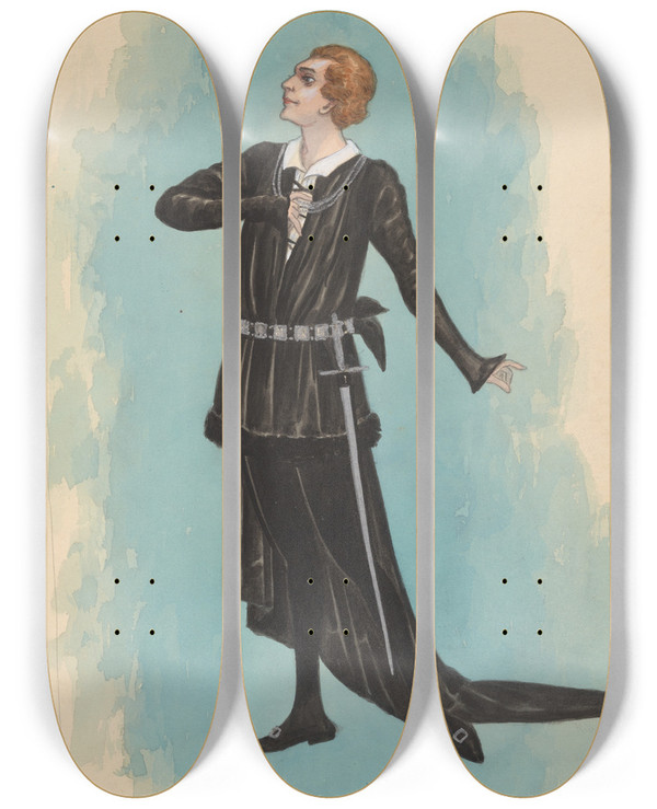 Triptych art skateboard deck of Will R Barnes Tragedy 5 by Will R Barnes (1939)