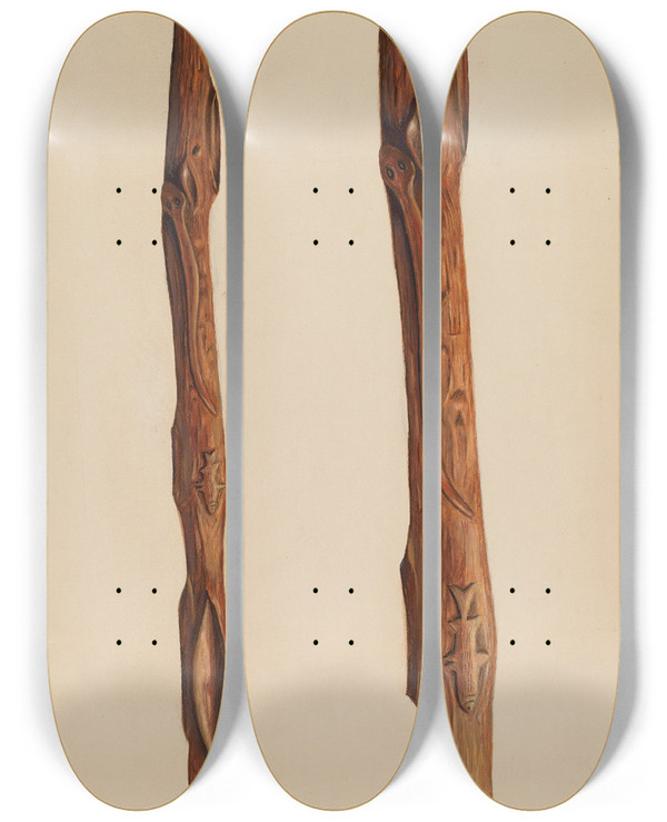Triptych art skateboard deck of Frank Gray Walking Stick by Frank Gray