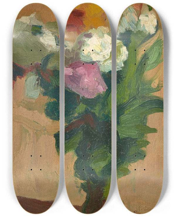 Triptych art skateboard deck of Albert Marquet Bouquet De Fleurs Dans Un Vase by Albert Marquet (1875-1947)