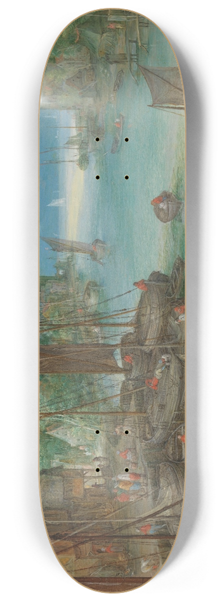 Jan Brueghel The Elder - View of a City along a River 8.25 inch art skate deck