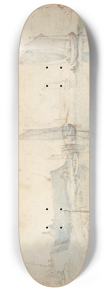 Jan Brueghel The Elder - View of Bakkers Veer,Netherlands 8.25 inch art skate deck