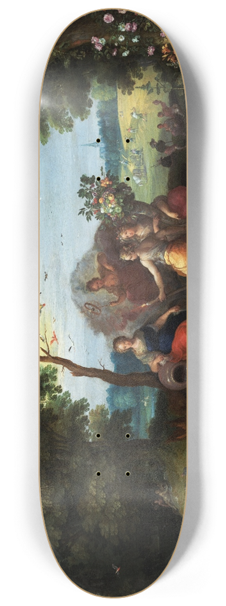 Jan Brueghel the Younger - Landscape with Allegories of the Four Elements 8.25 inch art skate deck