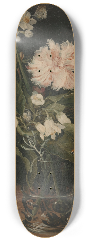Jan Brueghel the Younger - Still Life with Flowers in a Glass 8.25 inch art skate deck