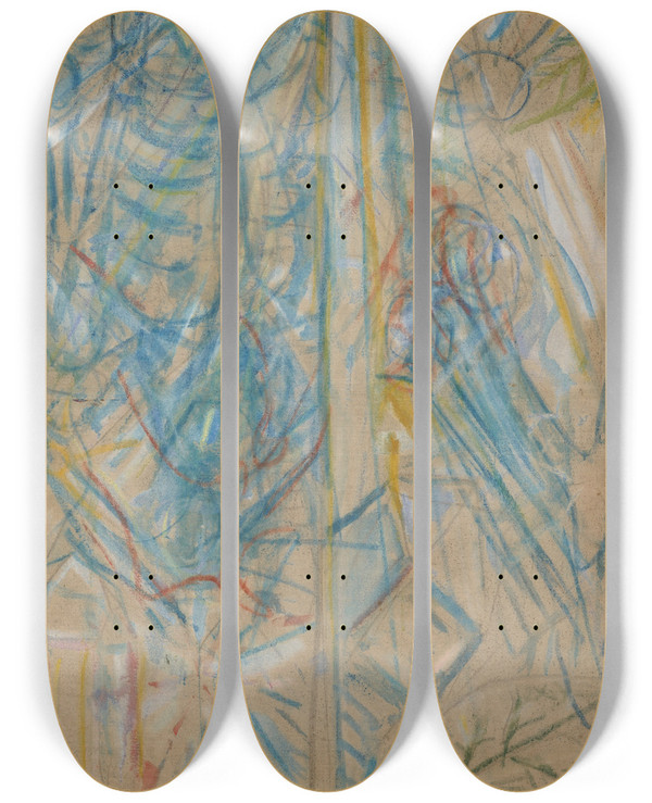 Triptych art skateboard deck of Edvard Munch Death And Crystallization by Edvard Munch (1863-1944)