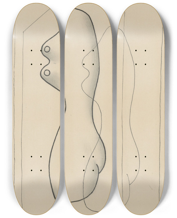 Triptych art skateboard deck of Mikul Galanda Shadow by Mikulas Galanda (1895-1938)