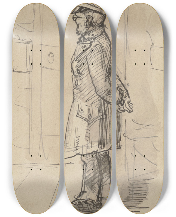 Triptych art skateboard deck of Wilhelm Amandus Beer The Stdels Valet Demuth by Wilhelm Amandus Beer (1837-1907)
