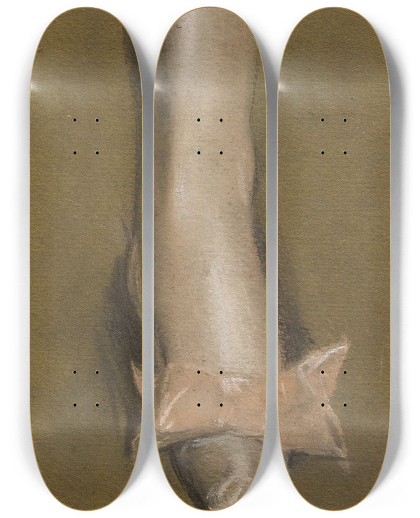 Triptych art skateboard deck of John Sloan Ballet Slipper by John Sloan (1871-1951)