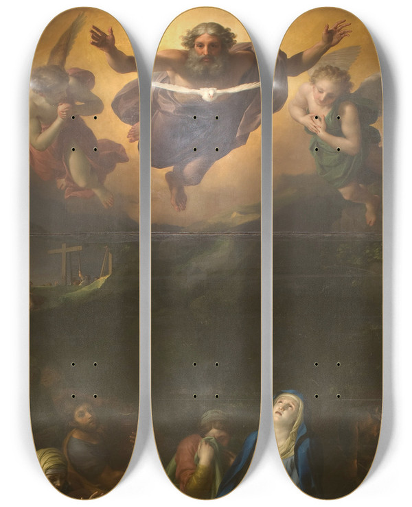 Triptych art skateboard deck of Anton Raphael Mengs Descent by Anton Raphael Mengs (1728-1779)
