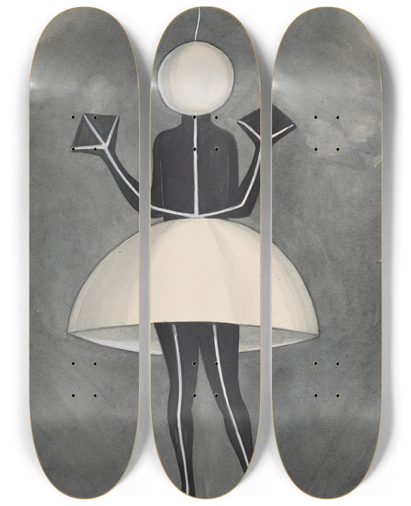 Triptych art skateboard deck of Will R Barnes Joysback by Will R Barnes (1939)