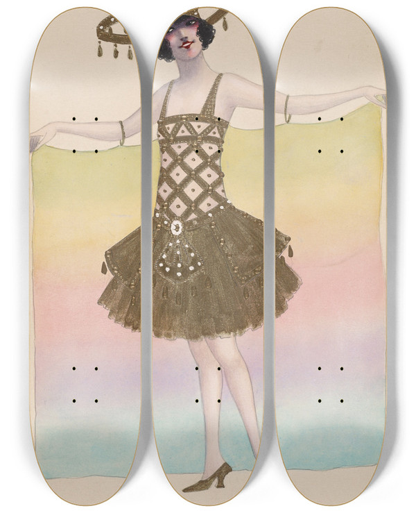 Triptych art skateboard deck of Will R Barnes No 2 Rainbow by Will R Barnes (1939)