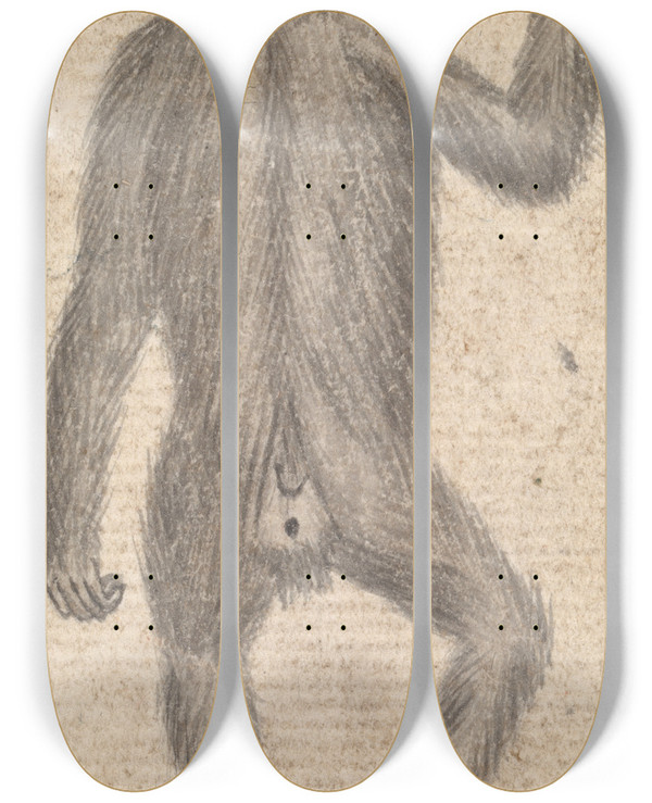 Triptych art skateboard deck of Richard Brookes Monkey_2 by Richard Brookes (1721-1763)