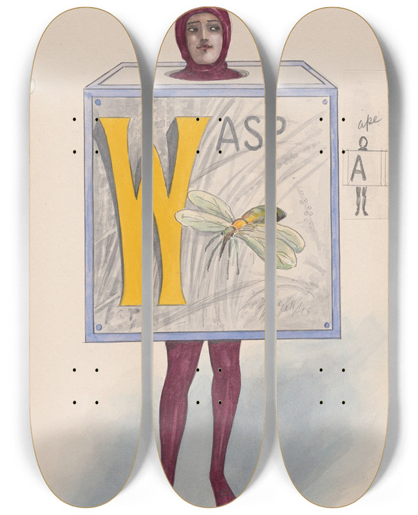 Triptych art skateboard deck of Will R Barnes Warren Harding No 4 by Will R Barnes (1939)