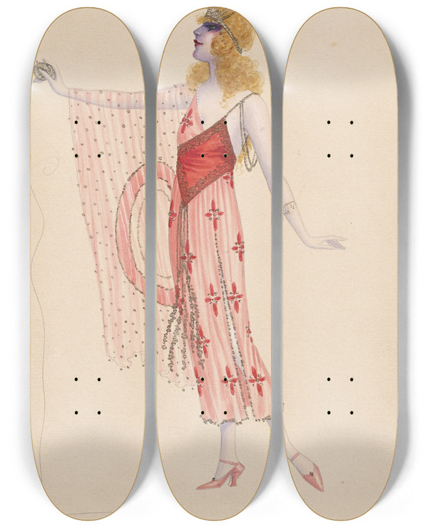 Triptych art skateboard deck of Will R Barnes Beauty by Will R Barnes (1939)