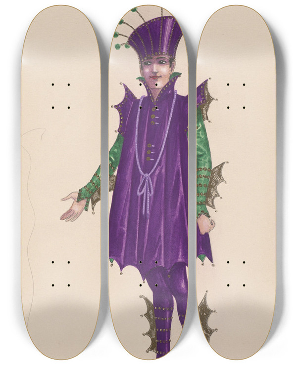 Triptych art skateboard deck of Will R Barnes Imagination5 by Will R Barnes (1939)