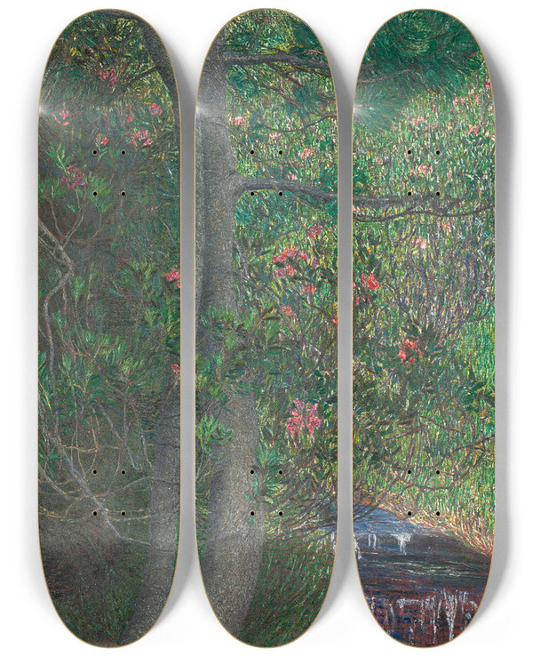 Triptych art skateboard deck of Giovanni Segantini Pine Tree by Giovanni Segantini (1858-1899)