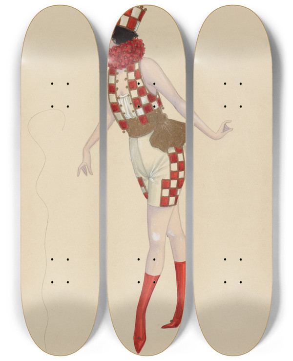 Triptych art skateboard deck of Will R Barnes 86Checkboards by Will R Barnes (1939)