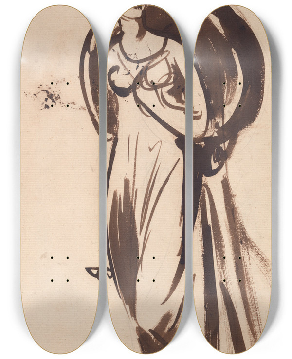Triptych art skateboard deck of George Romney Viscountess Bulkeley As Hebe by George Romney (1734-1802)
