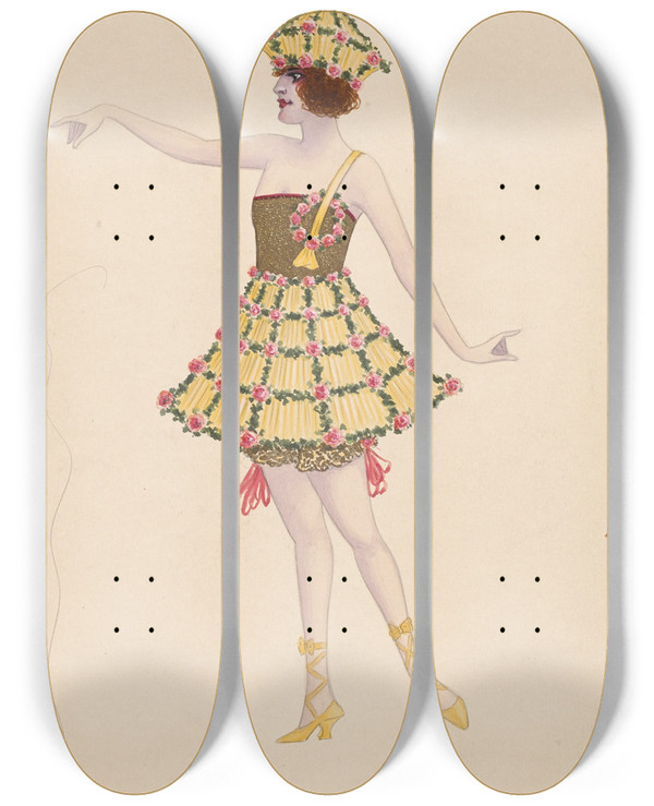 Triptych art skateboard deck of Will R Barnes Untitled_34 by Will R Barnes (1939)
