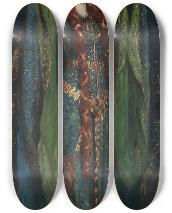 Triptych art skateboard deck of John Singer Sargent Ellen Terry As Lady Macbeth by John Singer Sargent (1856-1925)