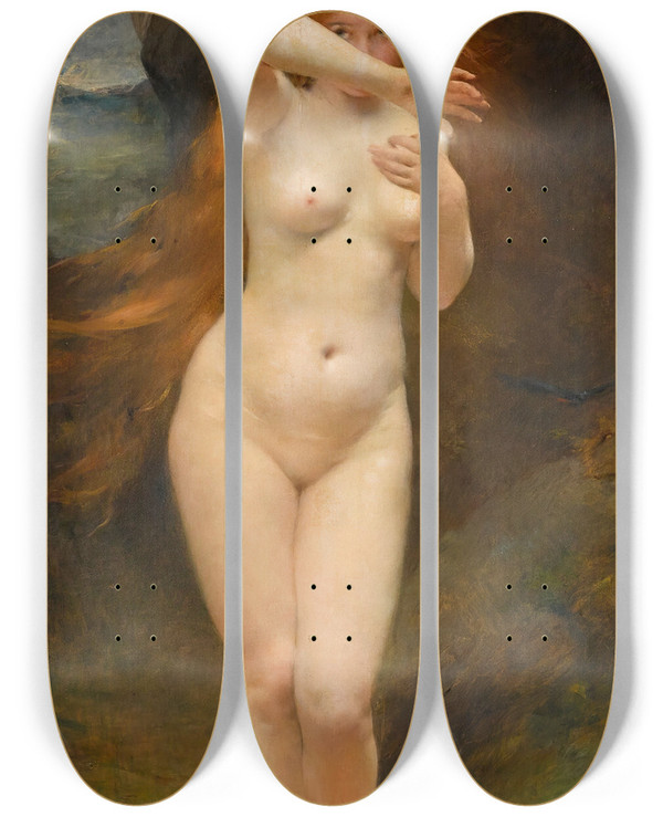Triptych art skateboard deck of C Merci Eve by C Mercie