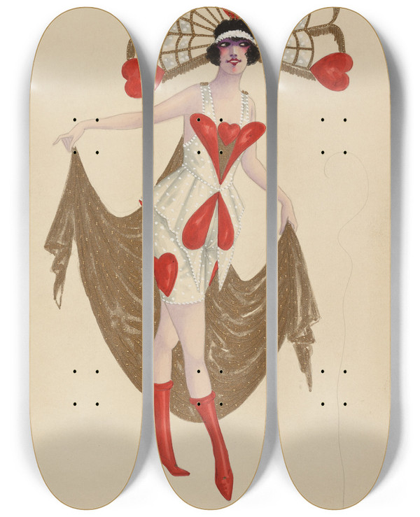 Triptych art skateboard deck of Will R Barnes 81Hearts by Will R Barnes (1939)