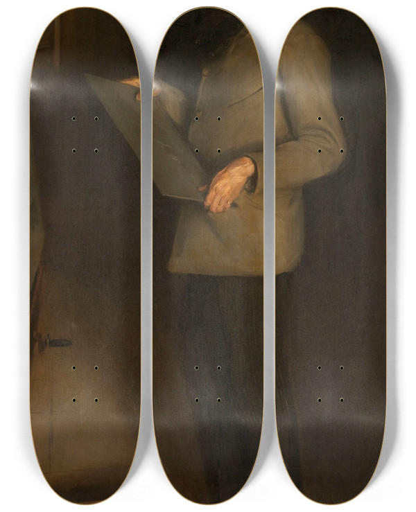 Triptych art skateboard deck of Jacquesmile Blanche Portrait De Henri Gurard by Jacques-mile Blanche (1861-1942)