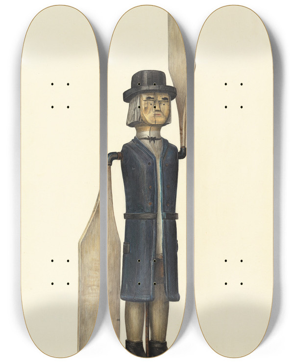 Triptych art skateboard deck of Mina Lowry Whirligig_2 by Mina Lowry (1894-1942)