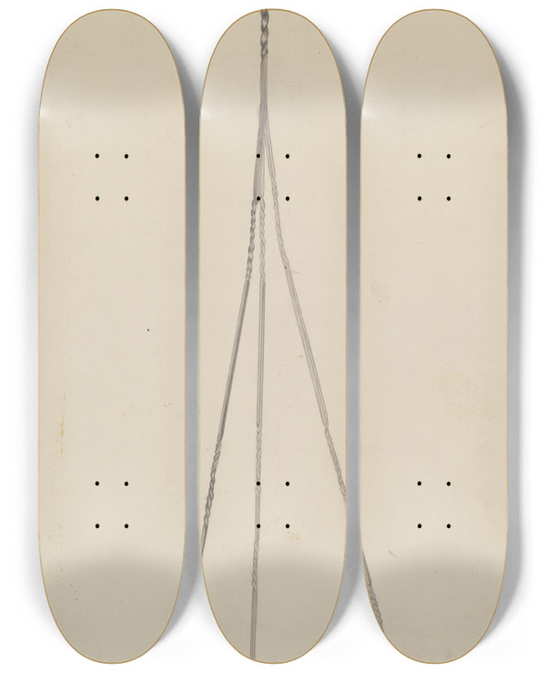 Triptych art skateboard deck of Benjamin Resnick Candle Holder by Benjamin Resnick
