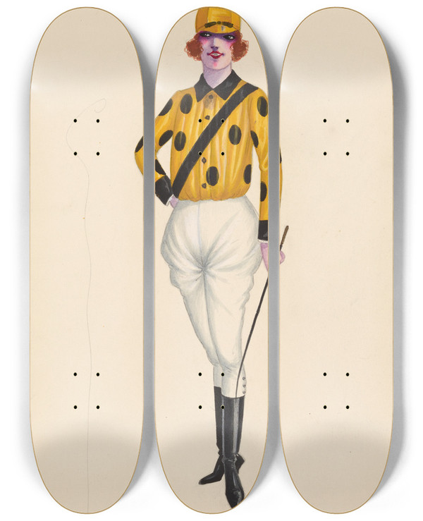 Triptych art skateboard deck of Will R Barnes Racing 20 by Will R Barnes (1939)