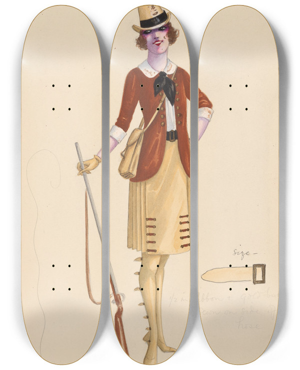 Triptych art skateboard deck of Will R Barnes Shooting 21 by Will R Barnes (1939)