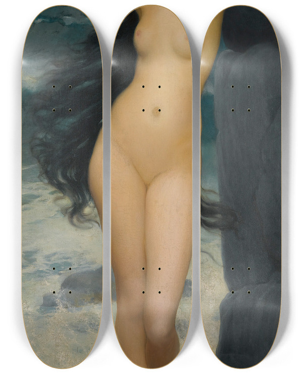 Triptych art skateboard deck of Philip John Thornhill Andromeda by Philip John Thornhill (1875-1903)