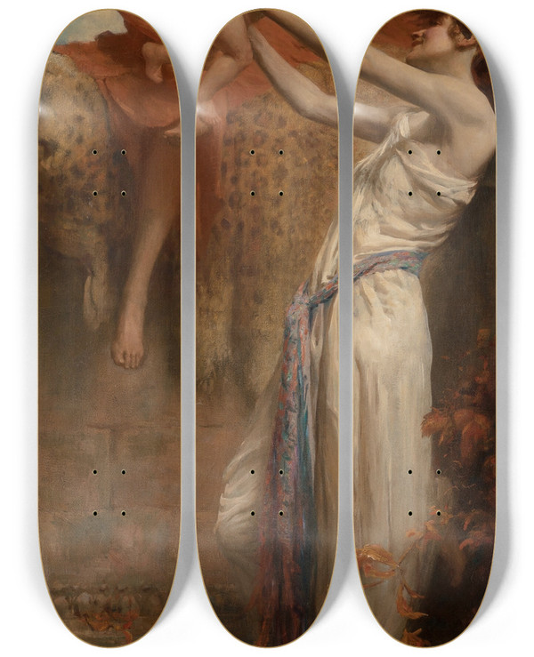 Triptych art skateboard deck of Nathaniel Hughes John Baird Golden Days by Nathaniel Hughes John Baird (1865-1935)