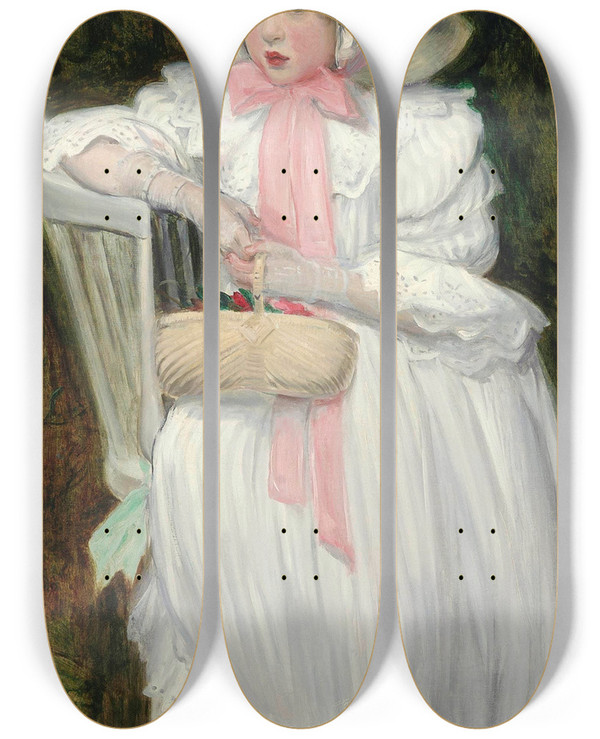 Triptych art skateboard deck of Jacquesmile Blanche Lenfant Au Panier by Jacques-mile Blanche (1861-1942)
