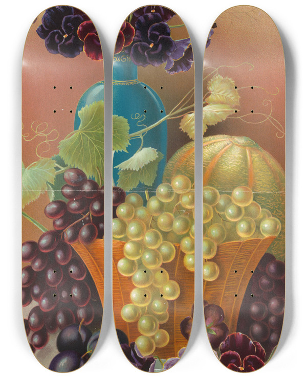 Triptych art skateboard deck of Gray Litho Co For The Queens Breakfast by Gray Litho Co (19-20-)