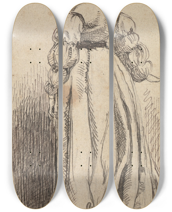 Triptych art skateboard deck of George Augustus Sala Standing Lady by George Augustus Sala (1828-1895)