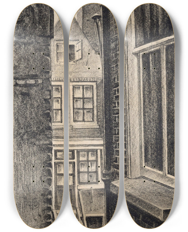 Triptych art skateboard deck of Meijer Bleekrode Doorkijkje by Meijer Bleekrode (1896-1943)