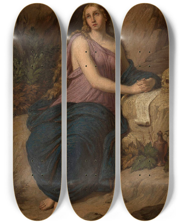 Triptych art skateboard deck of Aleksander Lesser St Mary Magdalene by Aleksander Lesser (1814-1884)