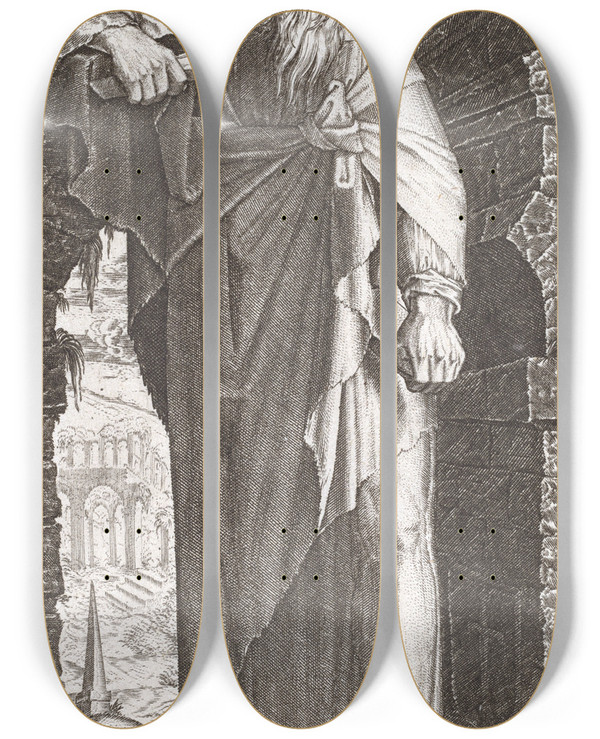 Triptych art skateboard deck of Lambert Suavius Saint Paul by Lambert Suavius (1510-1567)