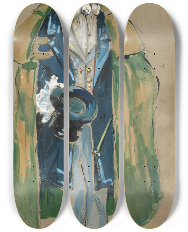 Triptych art skateboard deck of Plinio Codognato Yeletzki by Plinio Codognato (1878-1940)