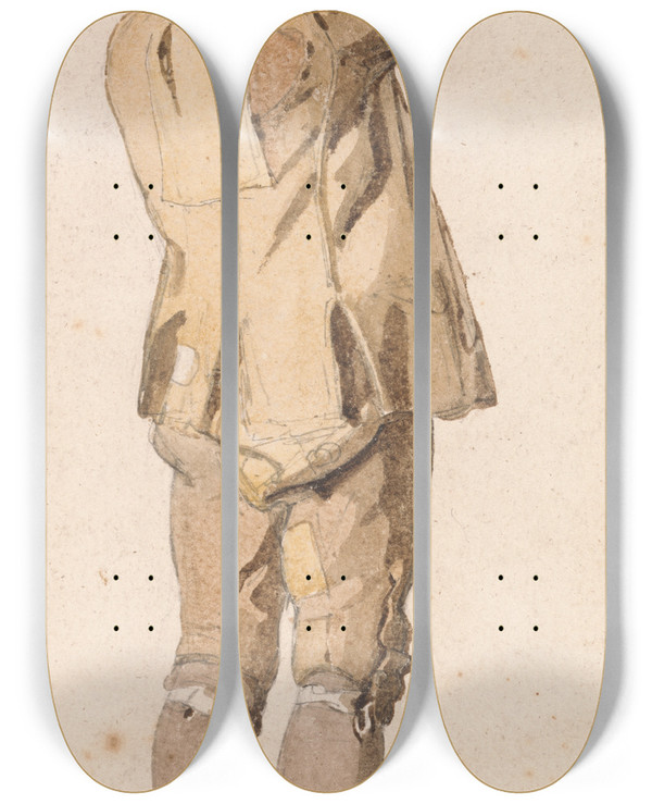 Triptych art skateboard deck of Joshua Cristall A Groom Berkshire by Joshua Cristall (1765-1847)