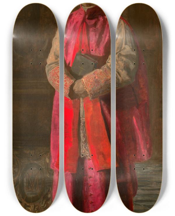Triptych art skateboard deck of Thomas Eakins Monsignor James P Turner by Thomas Eakins (1844-1916)