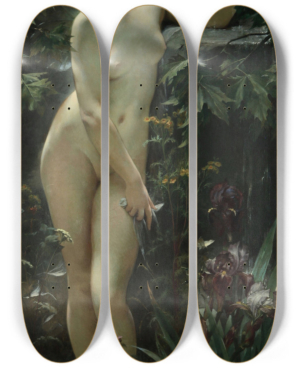 Triptych art skateboard deck of Alexisjoseph Mazerolle Psyche At The Source by Alexis Joseph Mazerolle (1826-1889)