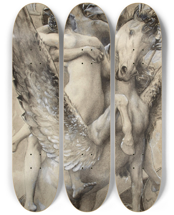 Triptych art skateboard deck of Lucolivier Merson Persee Andromede_2 by Luc-Olivier Merson (1846-1920)