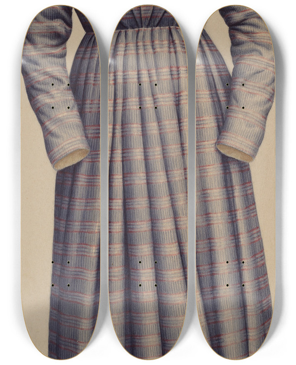 Triptych art skateboard deck of Edward Bashaw Dress by Edward Bashaw