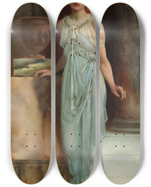 Triptych art skateboard deck of Charles Frederick Lowcock Dolce Far Niente by Charles Frederick Lowcock (1878-1922)