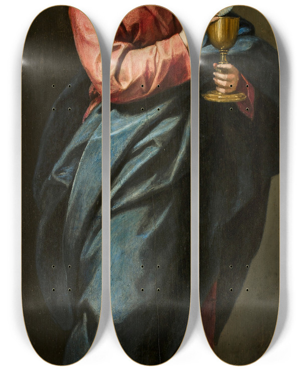 Triptych art skateboard deck of Alonso Cano Christ The Redeemer by Alonso Cano (1601-1667)