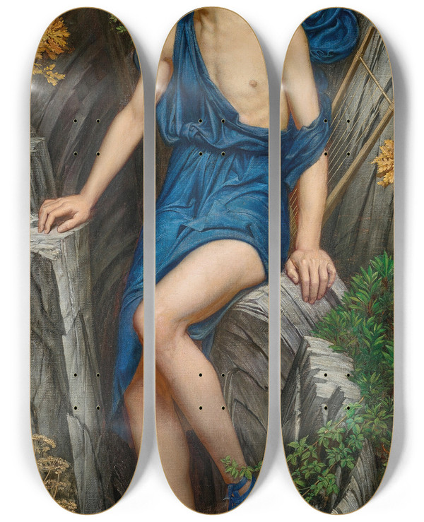 Triptych art skateboard deck of Sidney Harold Meteyard The Return Of Orpheus by Sidney Harold Meteyard (1868-1947)