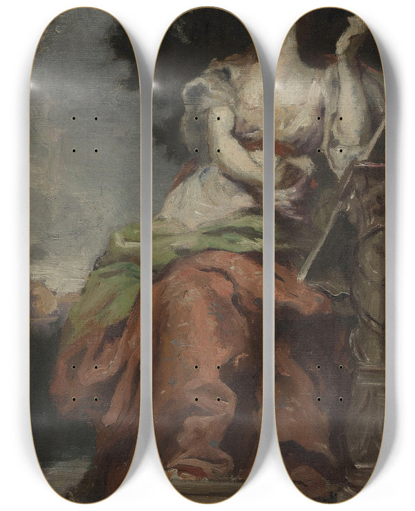 Triptych art skateboard deck of Eugne Romain Thirion Lhistoire by Eugene Romain Thirion (1839-1910)