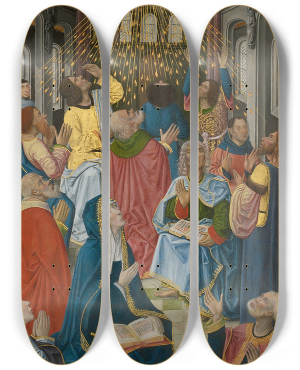 Triptych art skateboard deck of French School Pentecost by French School (16-19-)