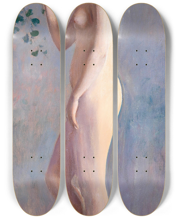 Triptych art skateboard deck of Ramn Casas Desnudo_1 by Ramon Casas (1866-1932)